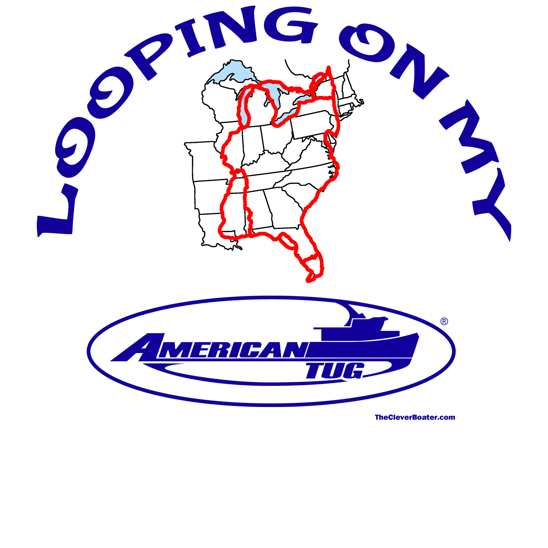 Looping On My American Tug - T-Shirt - Light Shirt w/Blue Logo product image (5)