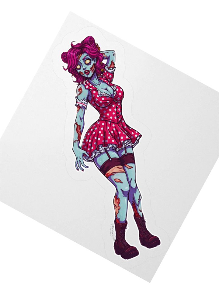 V2 Zombie Pinup Kiss Cut Stickers (Clear Edge) product image (4)