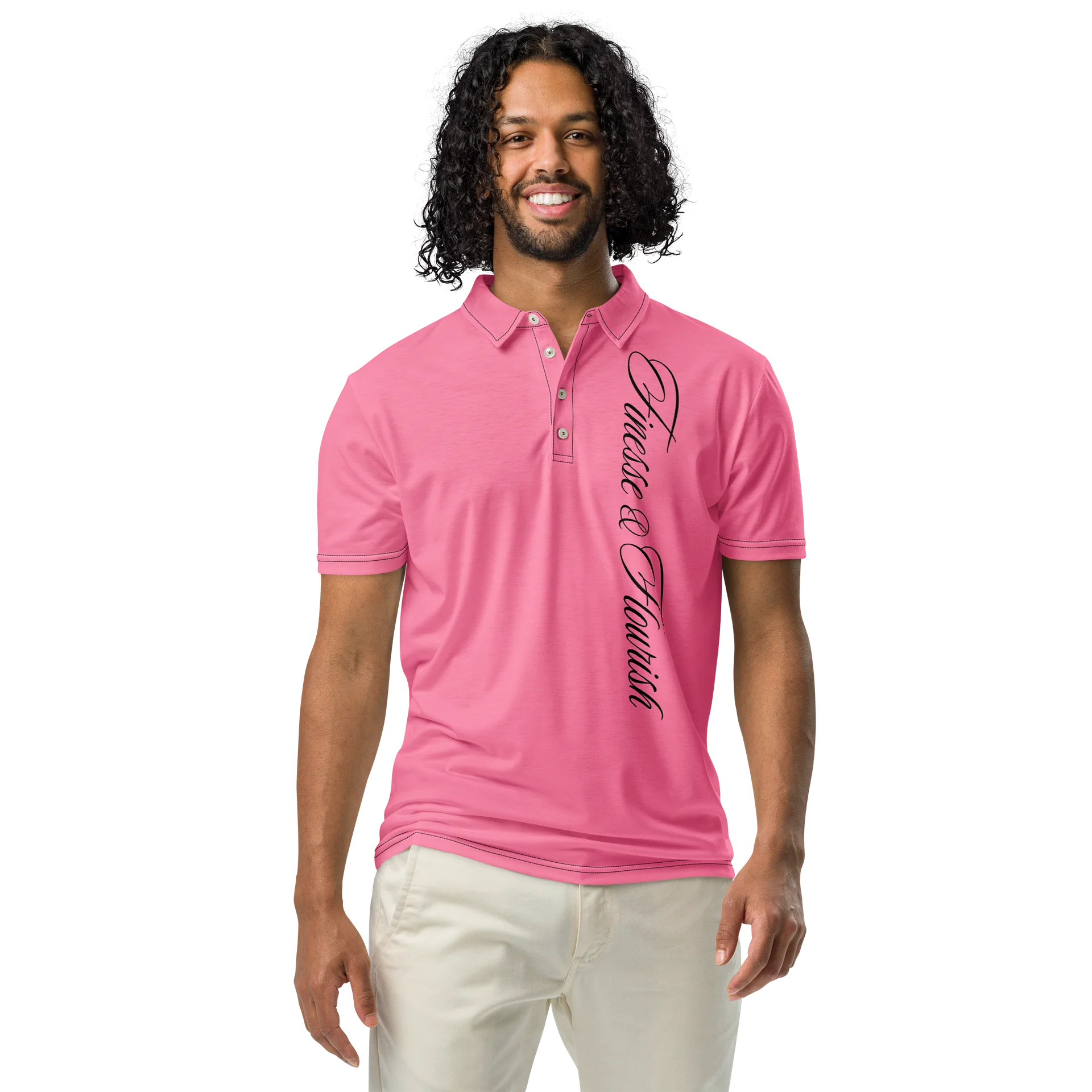 F&F Left Script Slim Fit Polo Shirt (BRST CNCR) product image (3)
