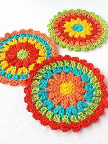 Crochet Flower Coaster Pattern PDF: Sunburst & Lace Versions product image (4)