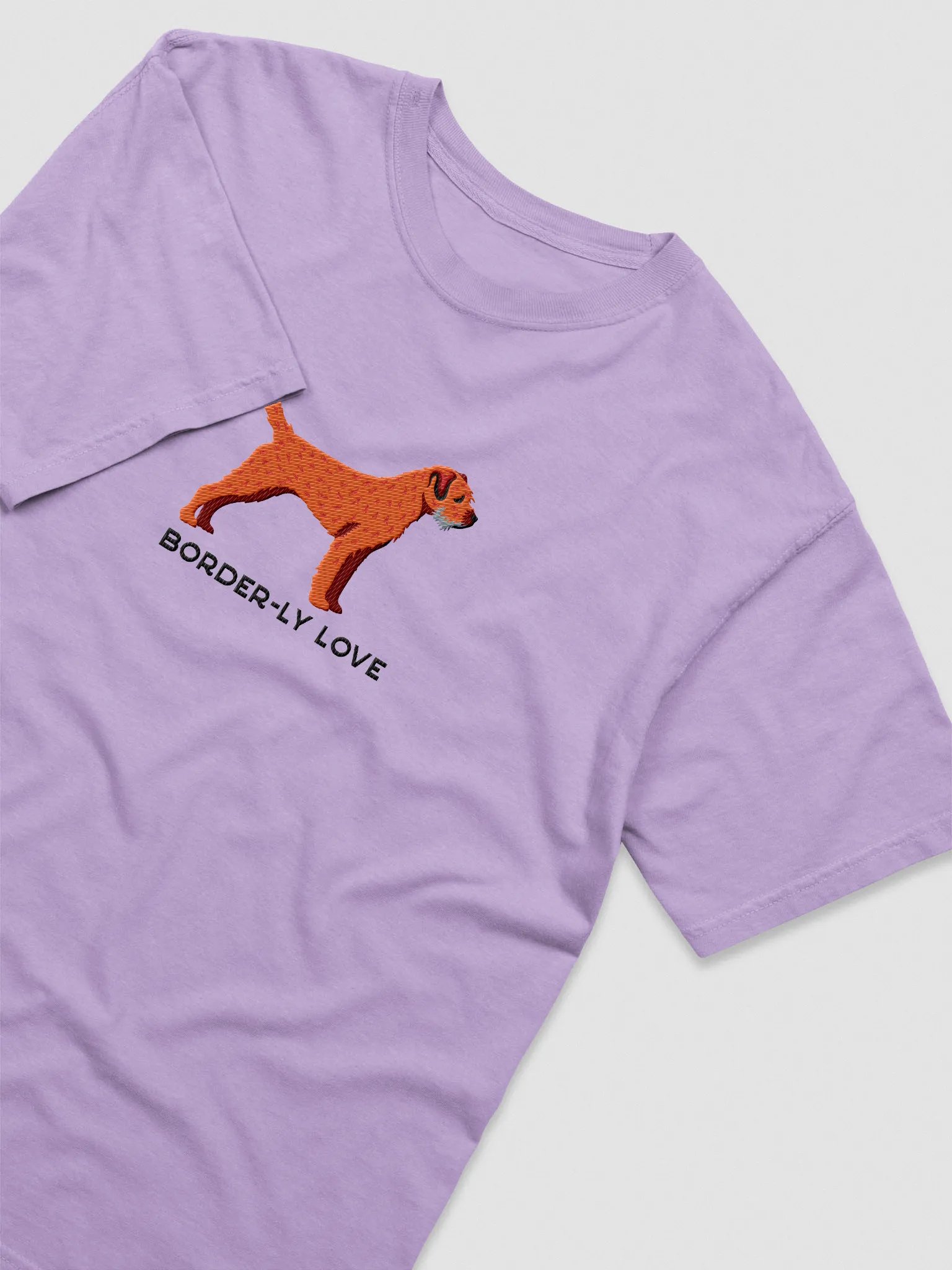 Border-ly Love T-Shirt(Embroidered) of a Border Terrier(Red) product image (6)