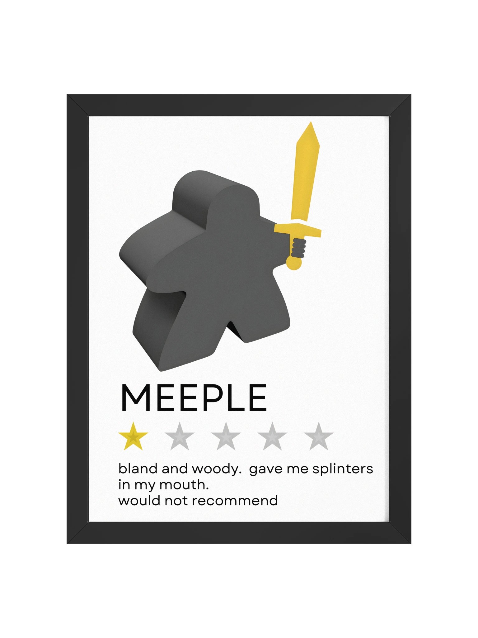 One Star Review Meeple Board Game Room Poster - FRAMED product image (2)