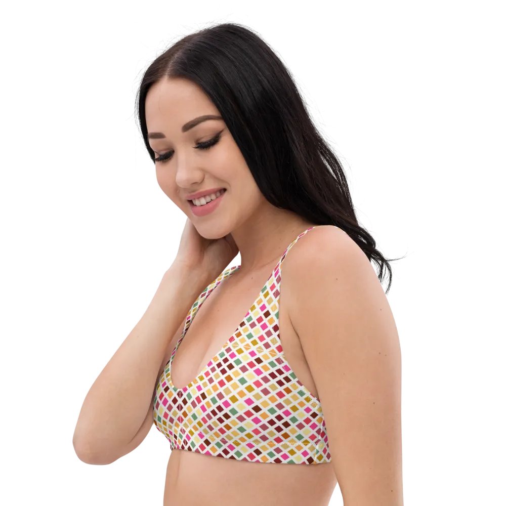 Colorful Square Pattern Design Padded Bikini Top - V3 product image (6)