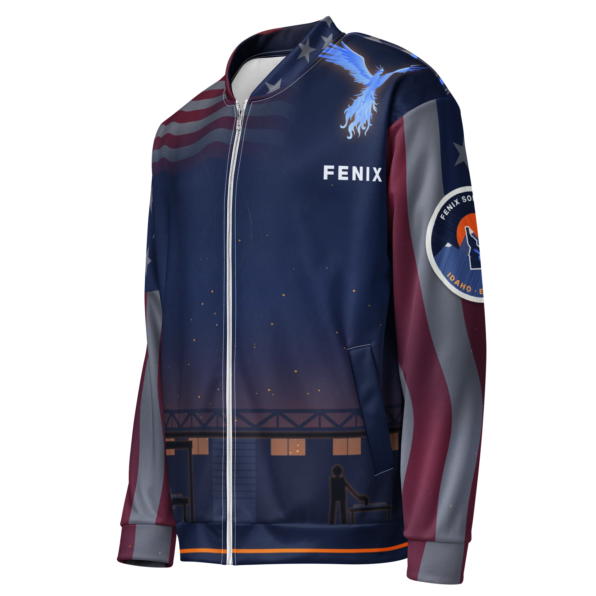 Fenix Software Phoenix Logo Bomber Jacket Patriotic product image (3)