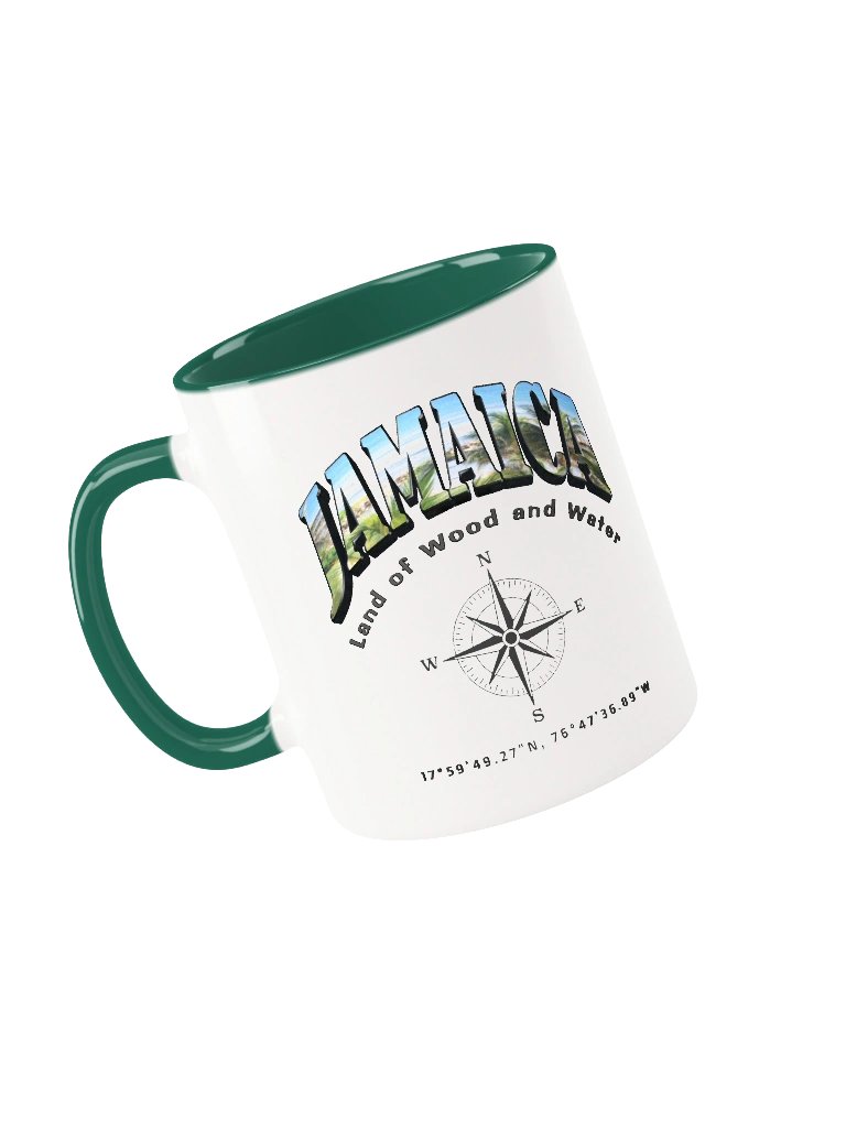 Compass - Jamaica - Vintage ALT | Ceramic Mug Forest Green Peek-A-Boo Inside product image (1)