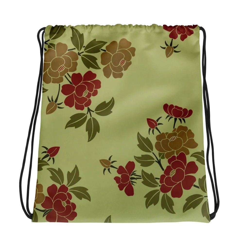 Japanese Leaves & Flowers. Drawstring Backpack product image (1)