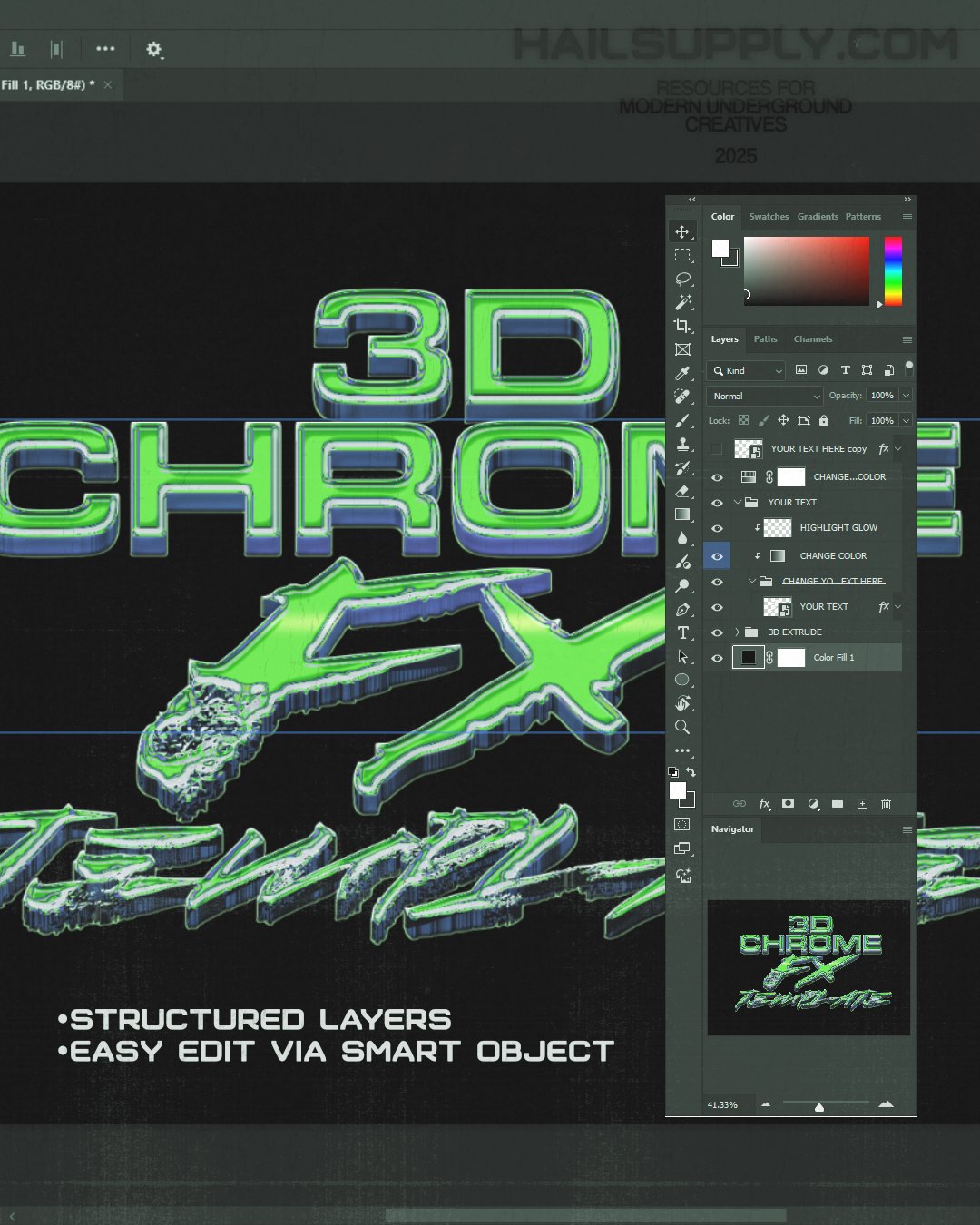 FREE 3D PHOTOSHOP CHROME TEXT EFFECT product image (3)