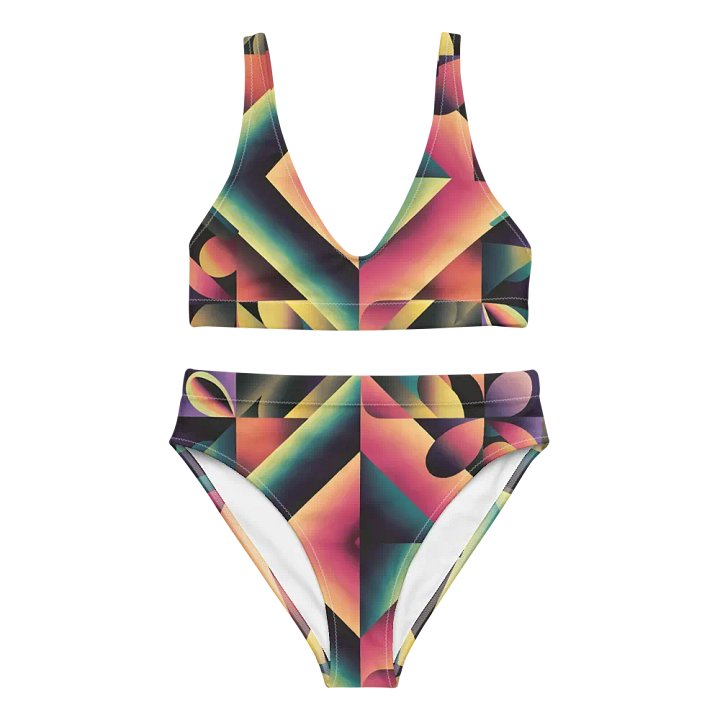 Abstract Lithographic Pattern Design High Waisted Bikini - V7 product image (2)