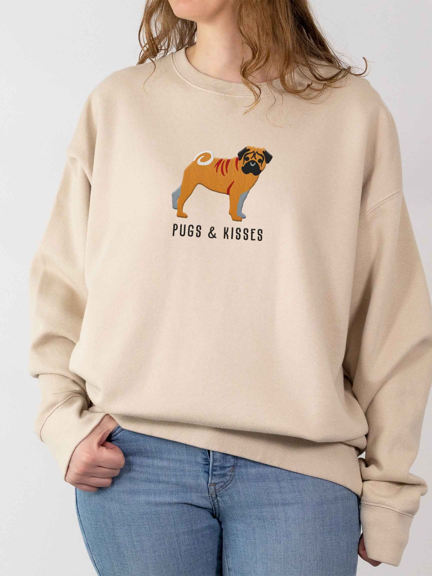 Pugs and Kisses Sweatshirt (Embroidered) of a Pug(Fawn) product image (2)