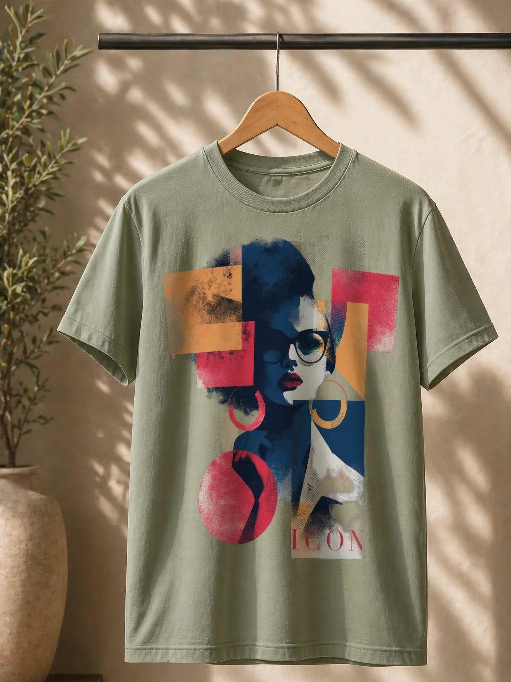 ICON Graphic T-Shirt – Premium Unisex Tee in Soft Cream, Warm Tan & Sage product image (1)