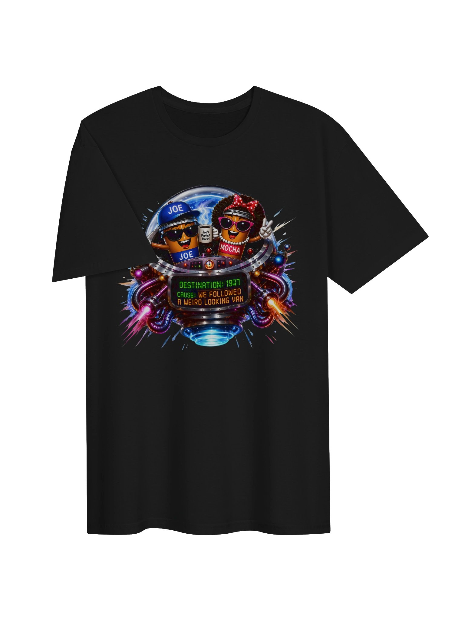 1977 🚀 JOE & MOCHA'S TIME TRAVEL ADVENTURES™ Fueled by Coffee. Powered by Bad Decisions. product image (3)