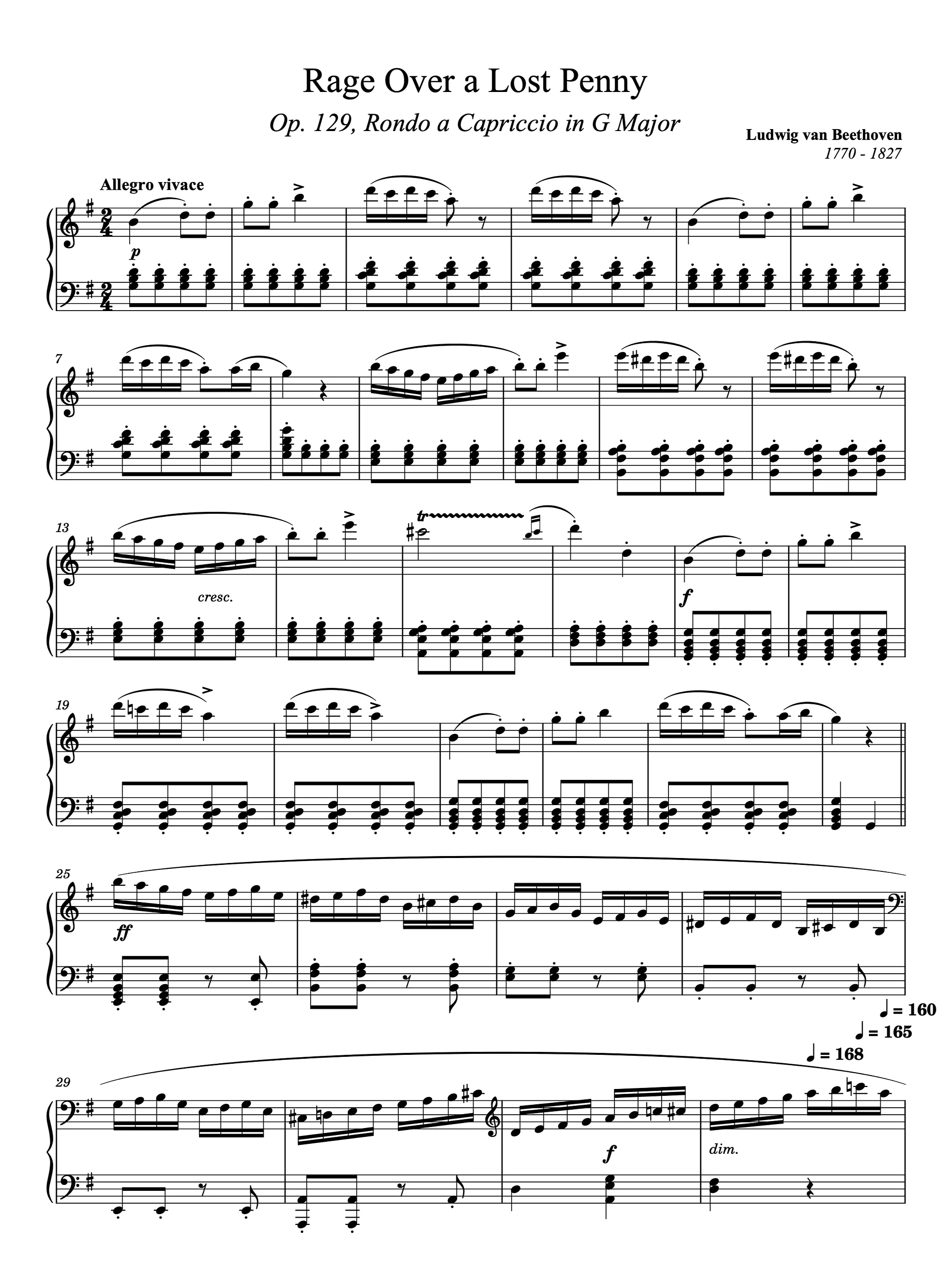 Rondo a Capriccio in G Major, Op. 129 “Rage Over a Lost Penny” product image (1)