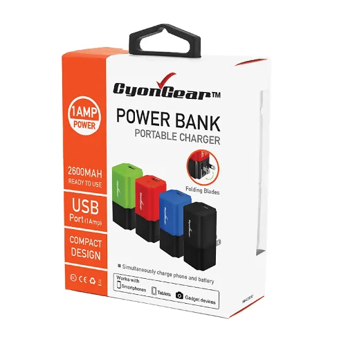 CyonGear 2600mAh Wall-Plug Power Bank - Portable Charger with Folding Blades product image (3)