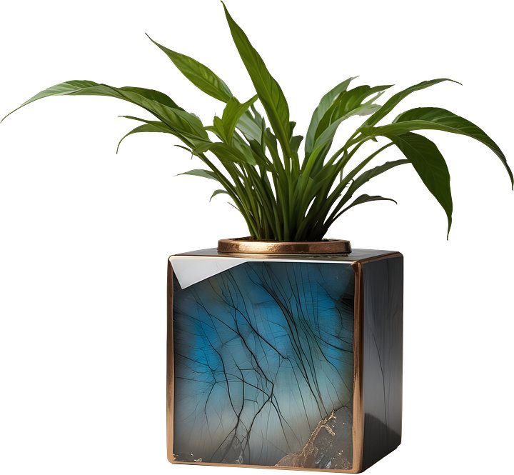 Stellar Luxe – Geometric Labradorite & Bronze Planter PNG product image (1)