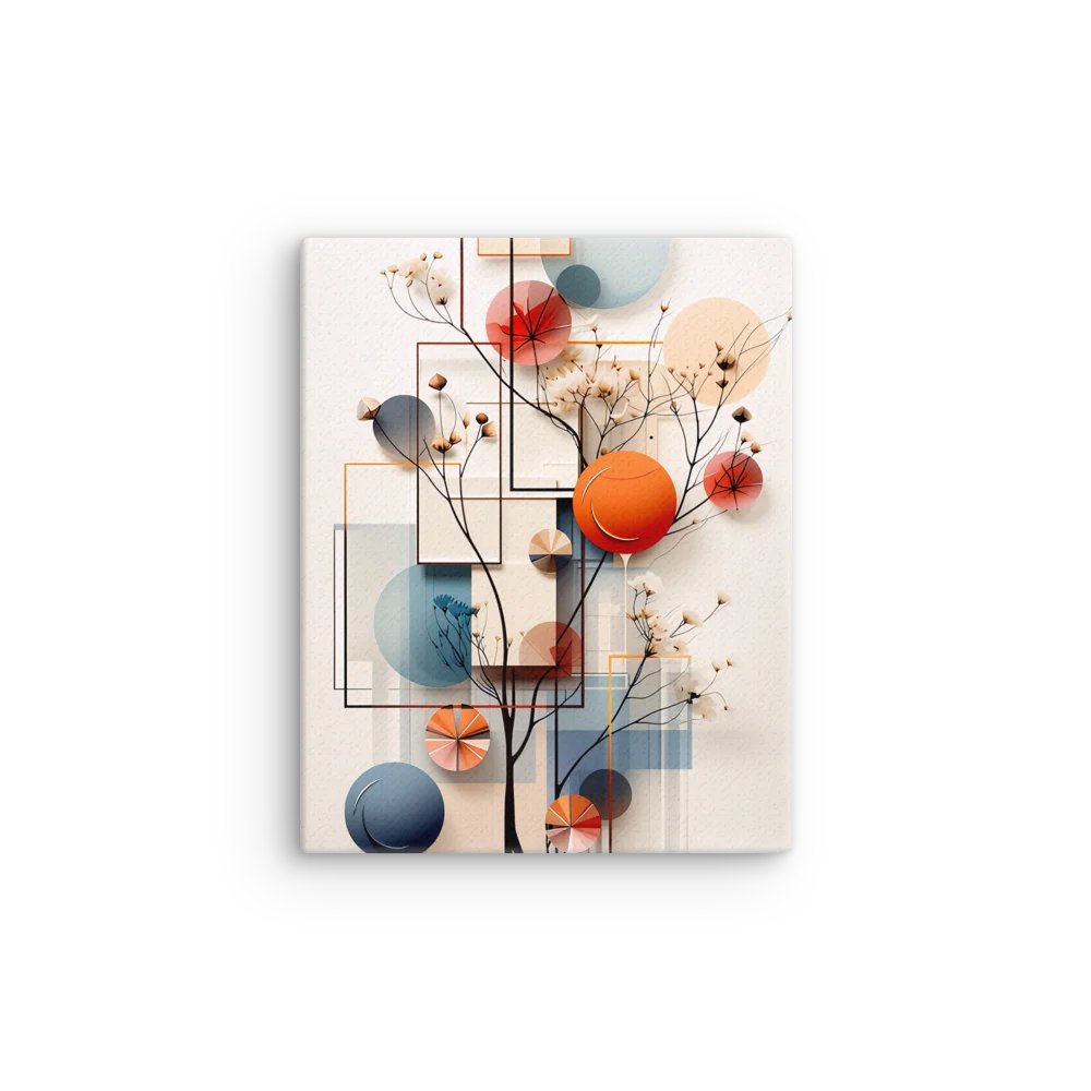 Geometric Botanical Abstraction in Teal and Terracotta Canvas product image (3)