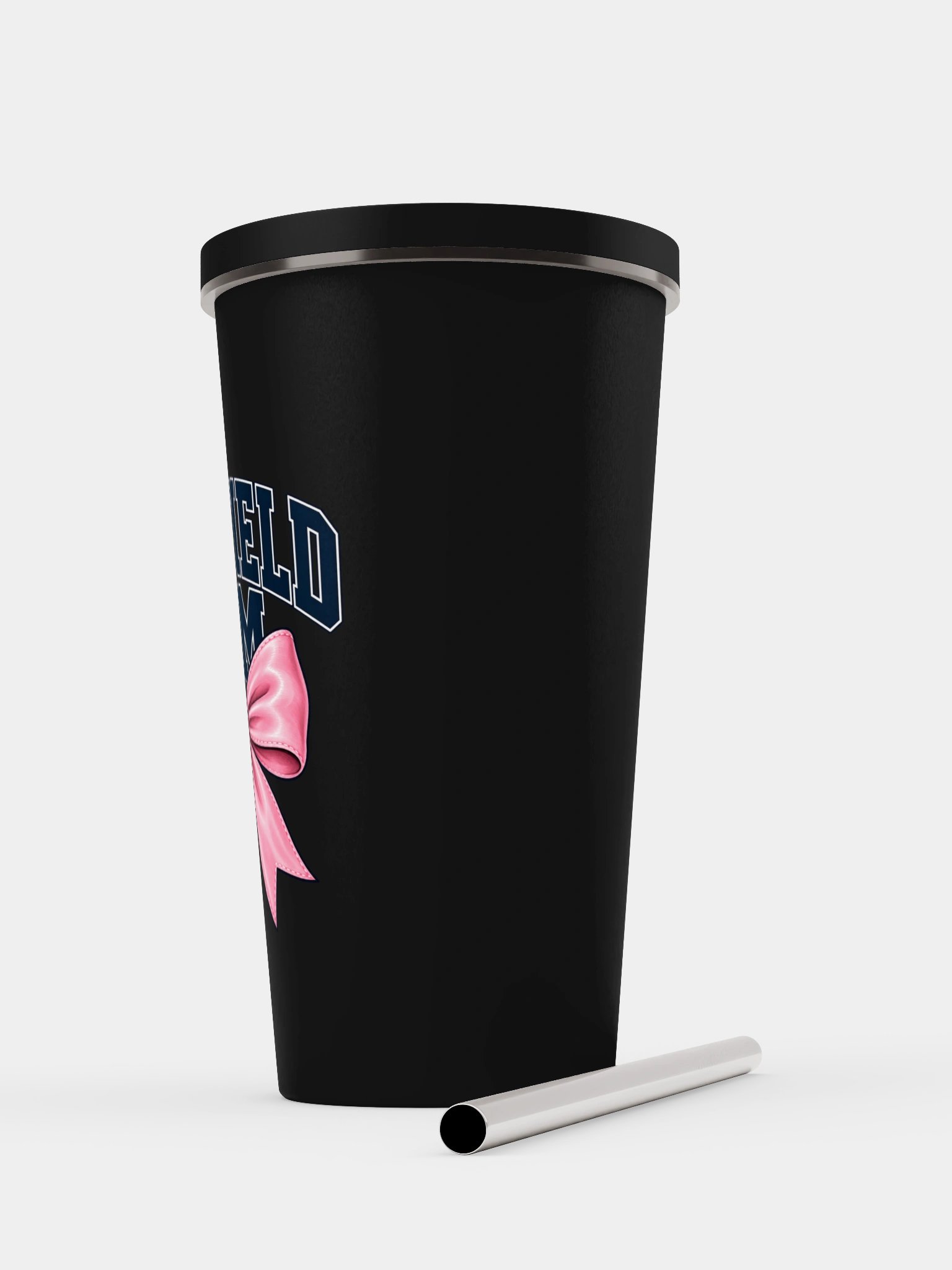 Varsity Ballfield Mom Pink Bow Tumbler | Cup with Straw product image (5)