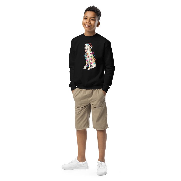 Funny Christmas Borzoi(Fawn & White) Youth Sweatshirt product image (1)