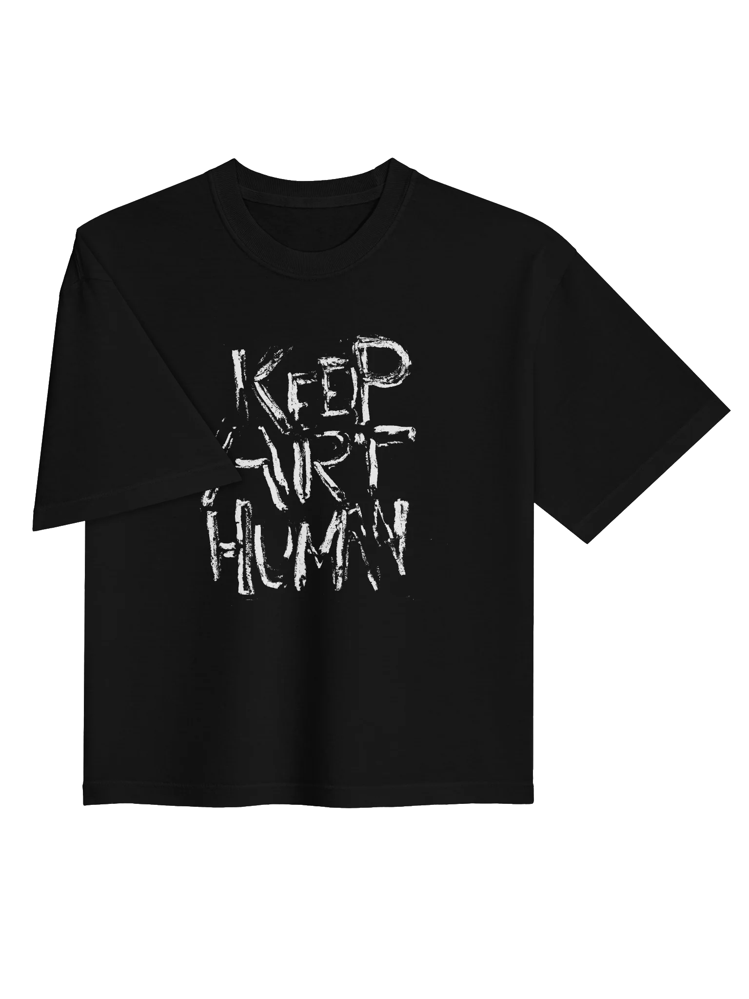 Keep Art Human – Original Hand-Drawn Black Boxy Tee product image (3)