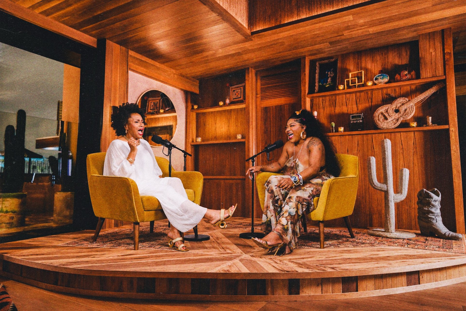 TS Madison and Jenifer Lewis seated on the proposed OUTLAWS LIVE stage