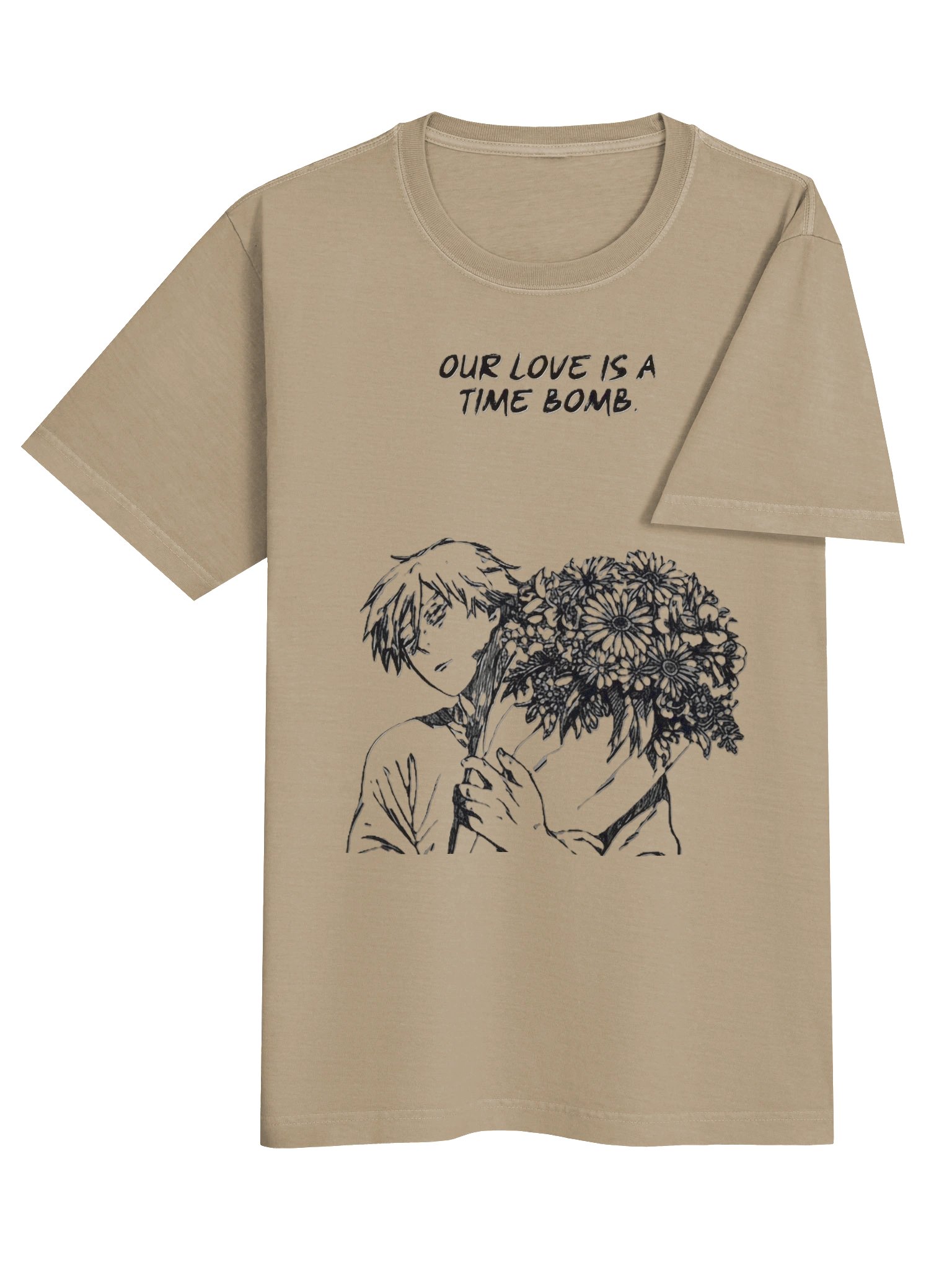🌸 Our Love Is a Time Bomb – Anime Floral Graphic Oversized T-Shirt product image (4)