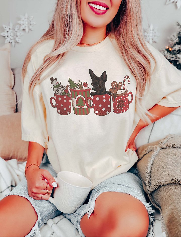 Cute Chihuahua(Brindle) in a Christmas Cup T-Shirt | Funny Christmas Pup in a Cup product image (11)
