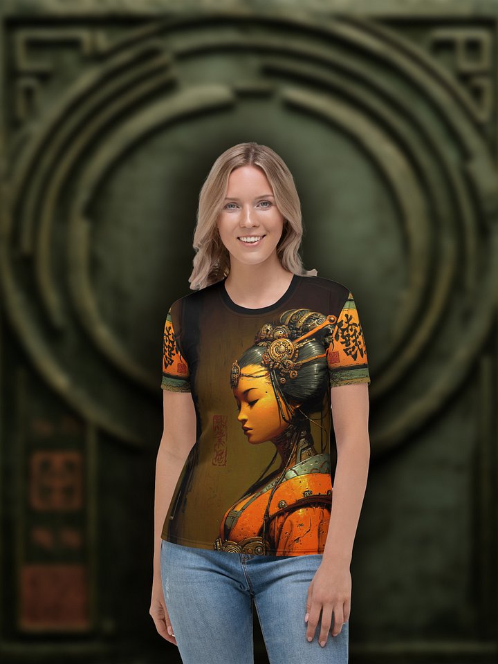Cyberpunk Geisha T-Shirt | Android Girl Graphic Tee | Japanese Sci-Fi Portrait Shirt | Futuristic Woman Art Tee product image (1)