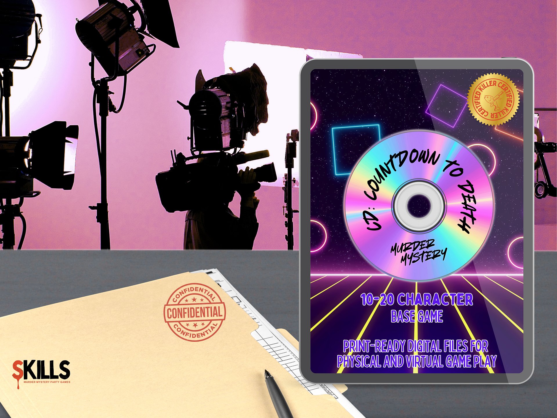 CD: Countdown to Death – A 1990s Music TV Murder Mystery – 10–20 Player Base Game product image (1)
