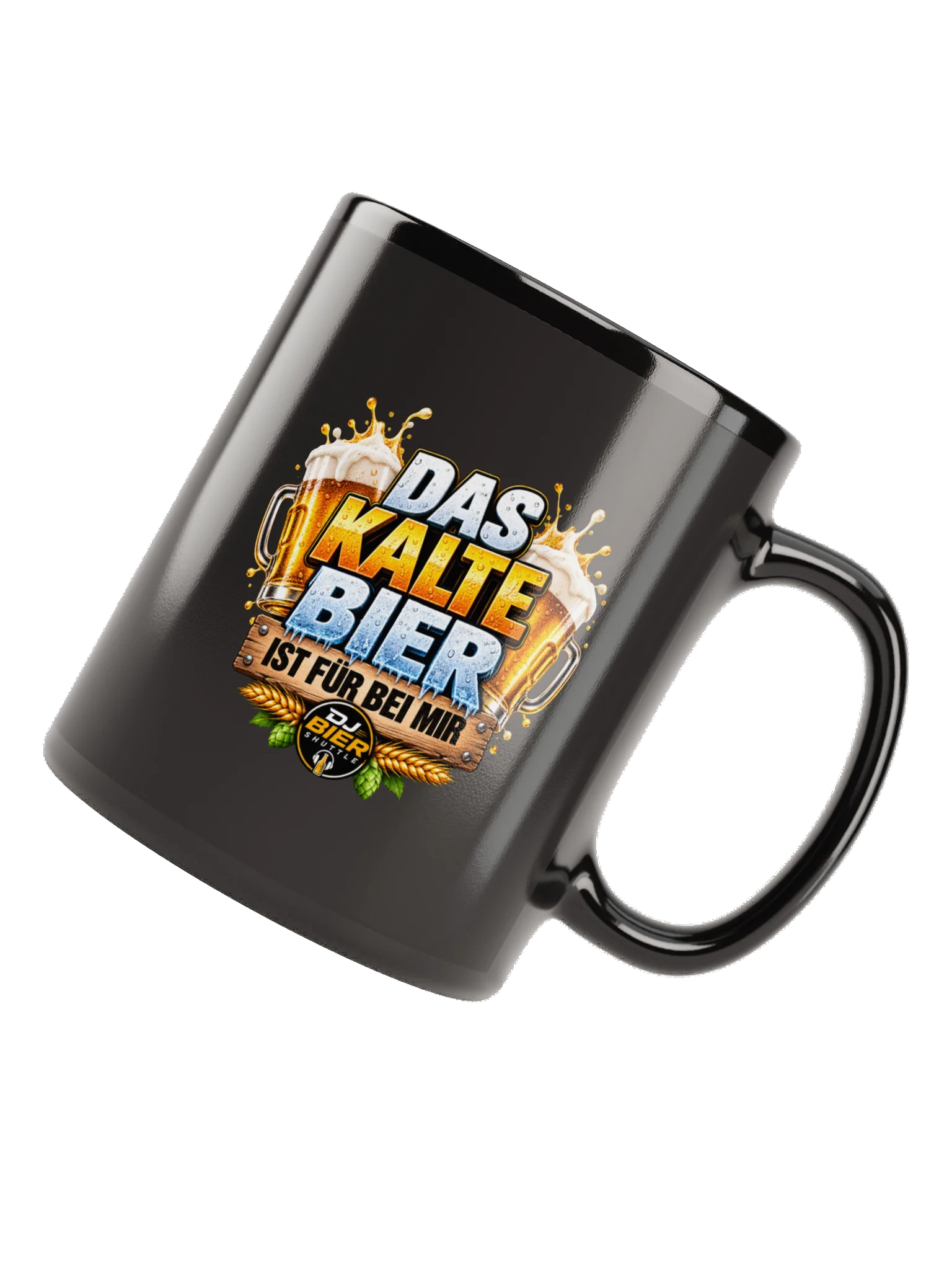 Das kalte Bier ist für bei mir (Schriftzug) Tasse Schwarz product image (12)