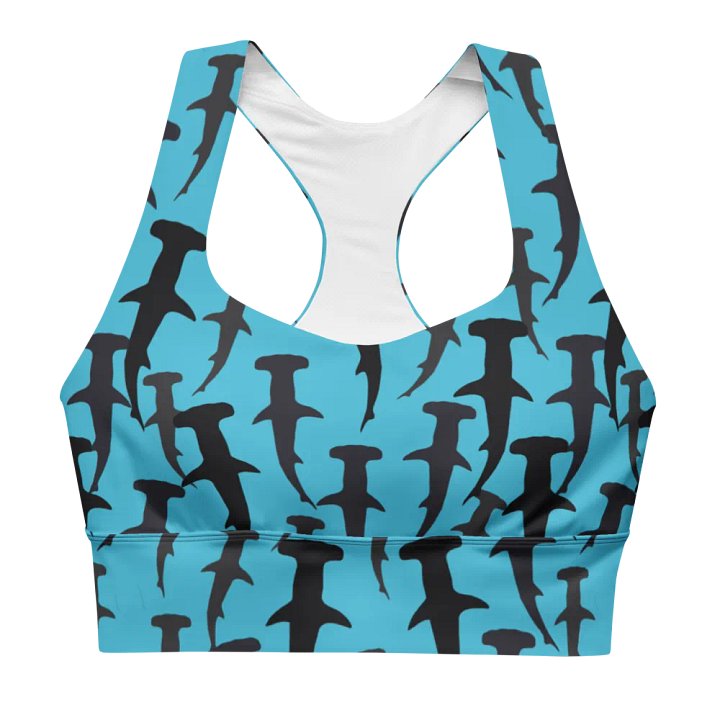 Hammerhead Sharks - Clear Ocean - Recycled Polyester - Longline Sports Bra product image (1)