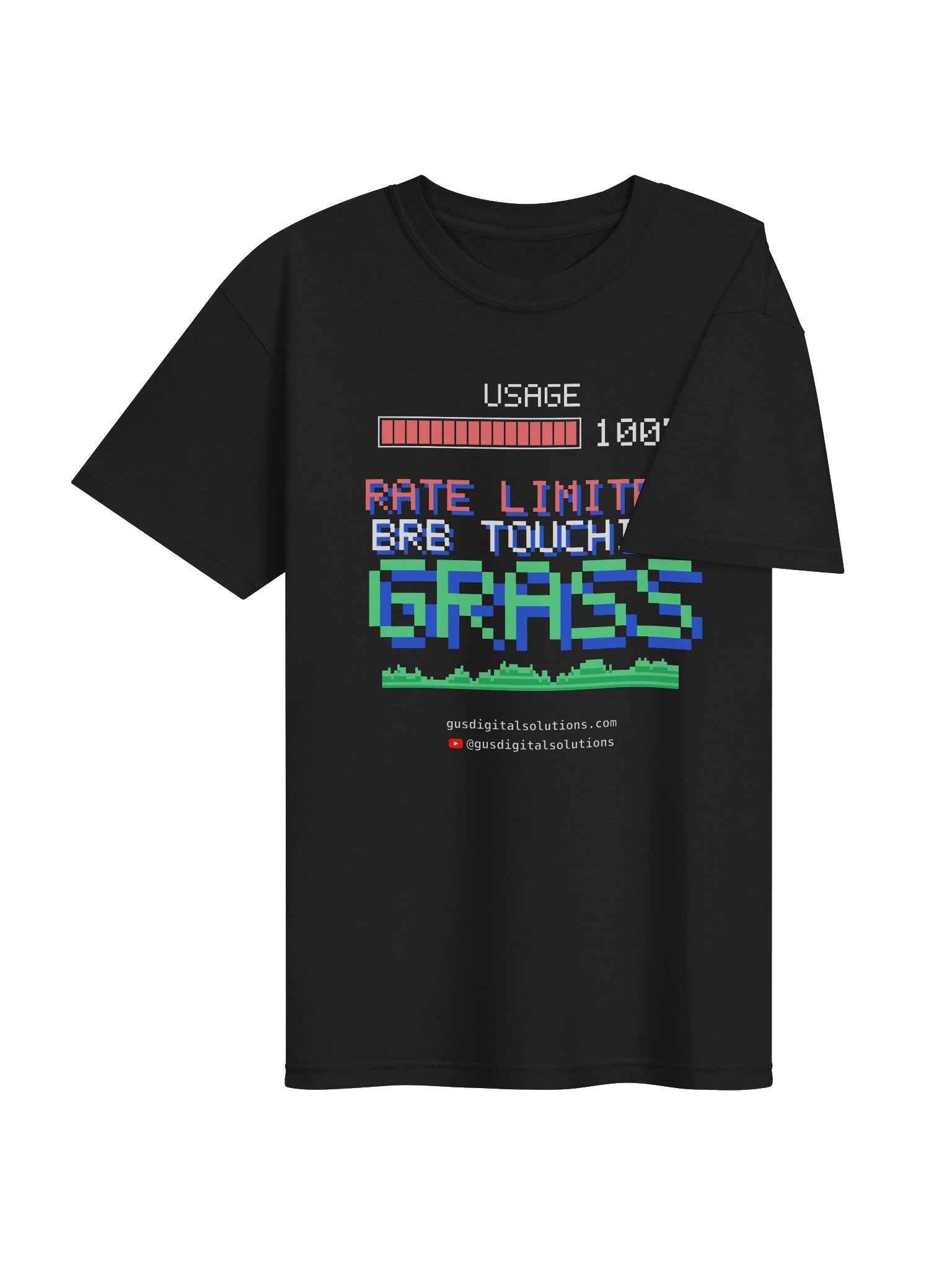 Rate Limited, BRB Touching Grass T-Shirt: Funny AI Coding Tee product image (4)