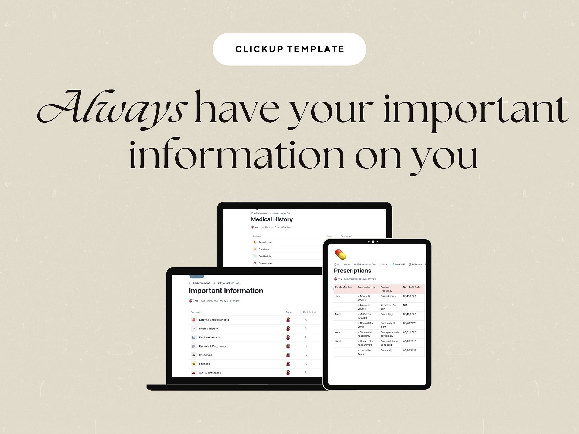 ClickUp Household Information Template product image (3)
