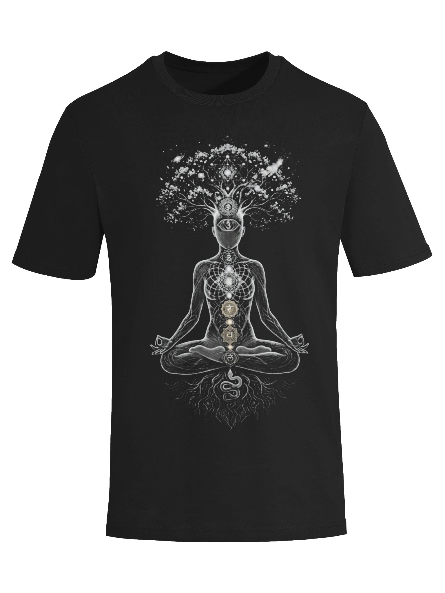 Meditation Tree of Life Chakra T-Shirt – Spiritual Awakening Yoga Tee | Third Eye & Sacred Geometry Unisex Shirt product image (5)
