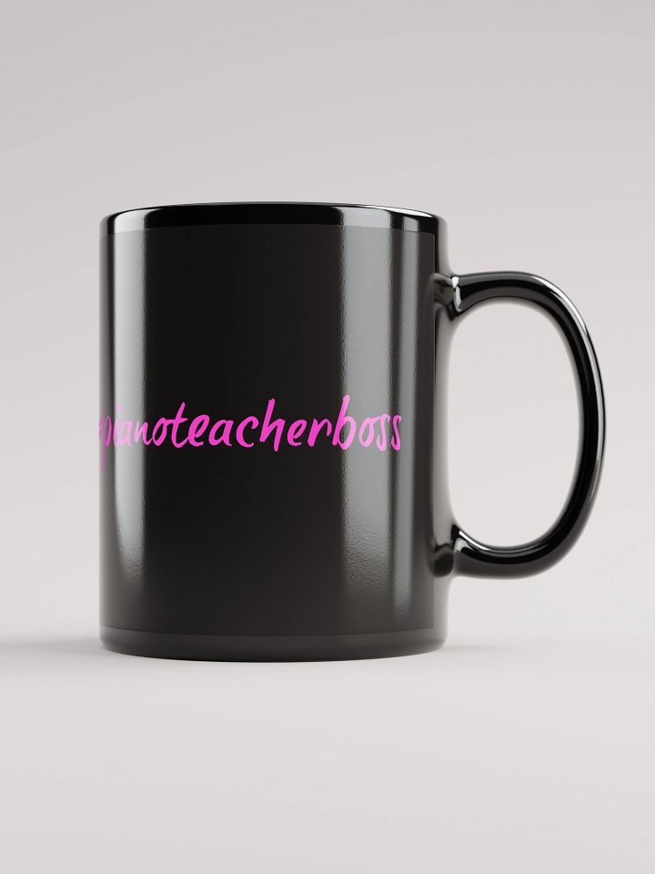 "Piano Teacher Boss" Black Glossy Mug with Neon Pink Script product image (1)