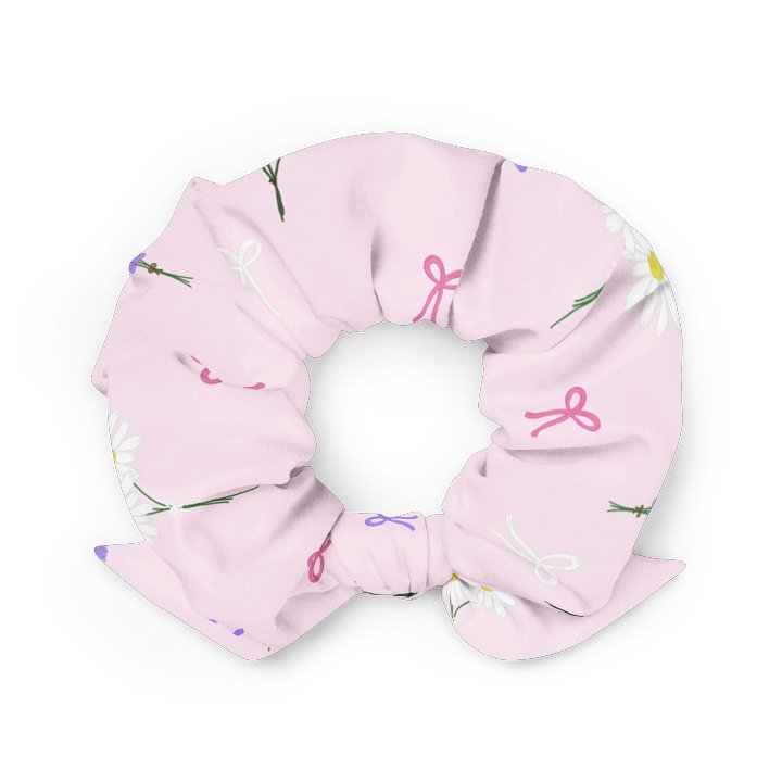 Wildflowers and Bows Pattern- Pink Background Scrunchie product image (2)