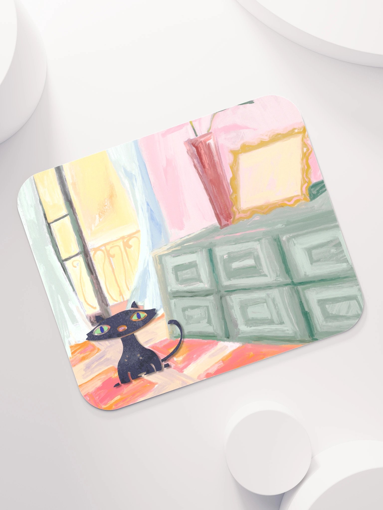 Whimsical Funny Black Cat Mouse Pad product image (7)