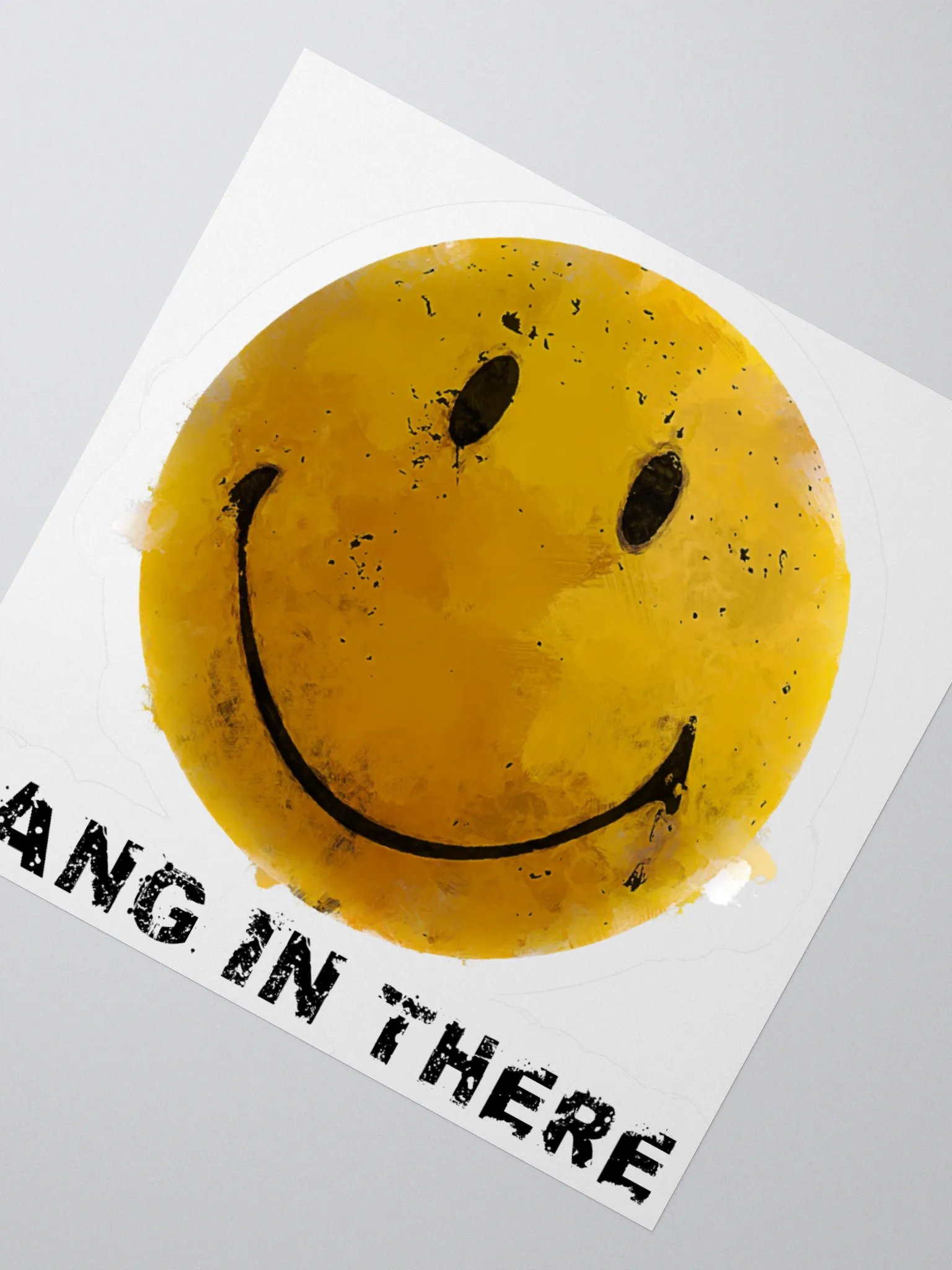 Hang In There Grungy Smiley Kiss Cut Stickers product image (6)