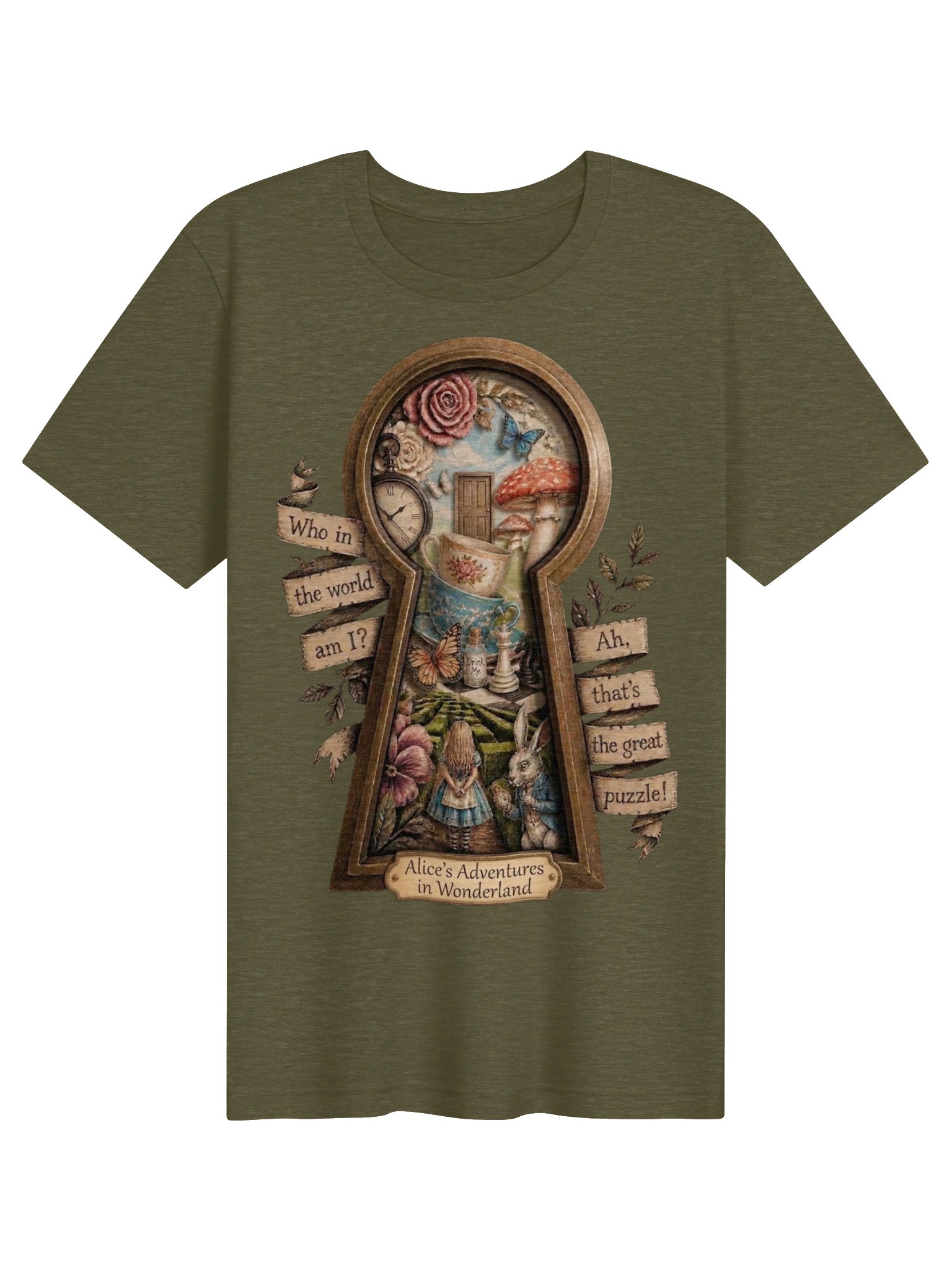 Alice in Wonderland Shirt, Surreal Keyhole Wonderland Tee product image (2)