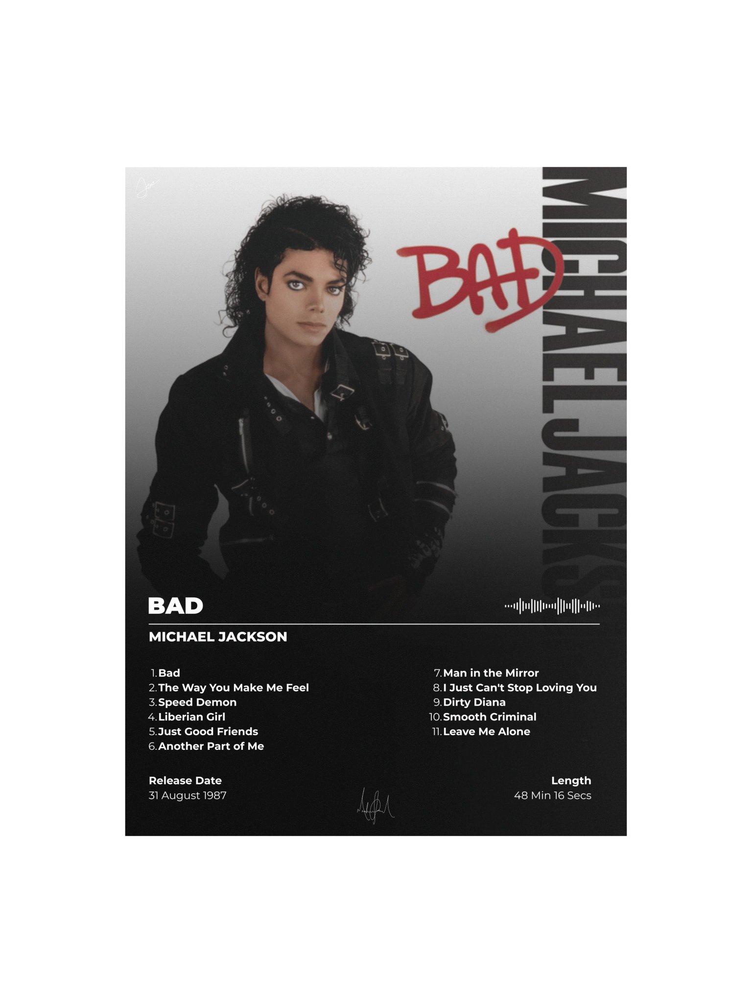 Michael Jackson BAD Album Poster product image (1)