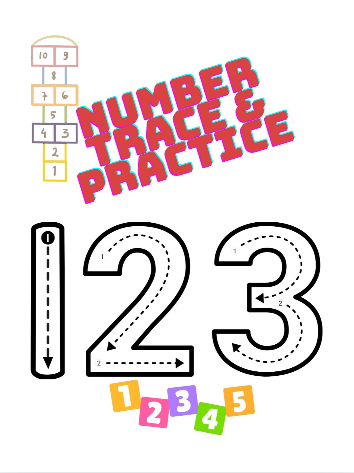 Preschool/Kindergarten Practice Tracing Letters and Numbers | Bonus Colors and Shapes Digital Print product image (4)