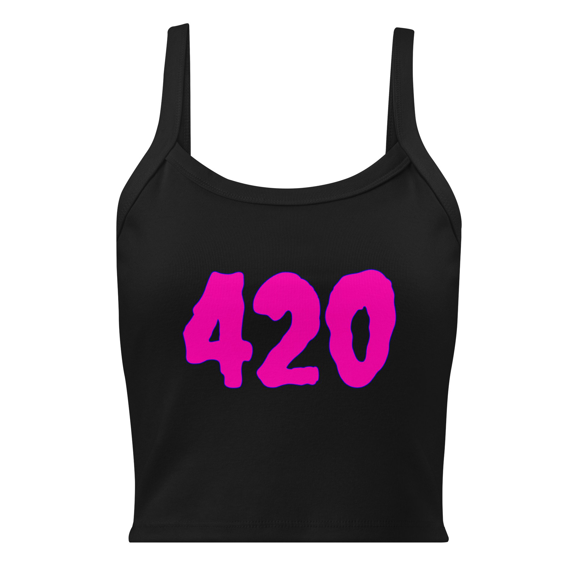 Hot Pink Happy 420 Black Tank Top, Creepy Cannabis Clothing, Twisted Stoner Shirt product image (1)