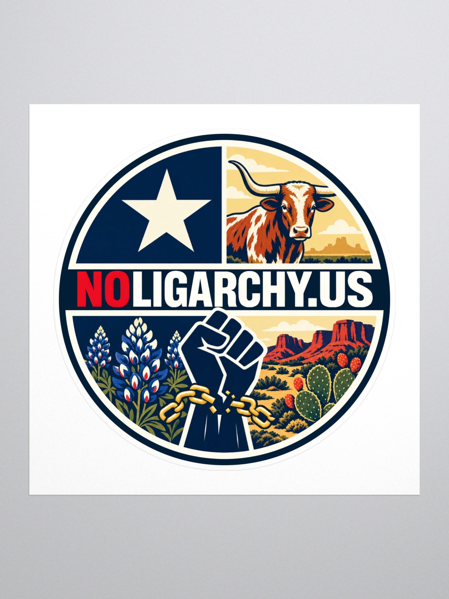 Texas NOLIGARCHY.US sticker product image (1)