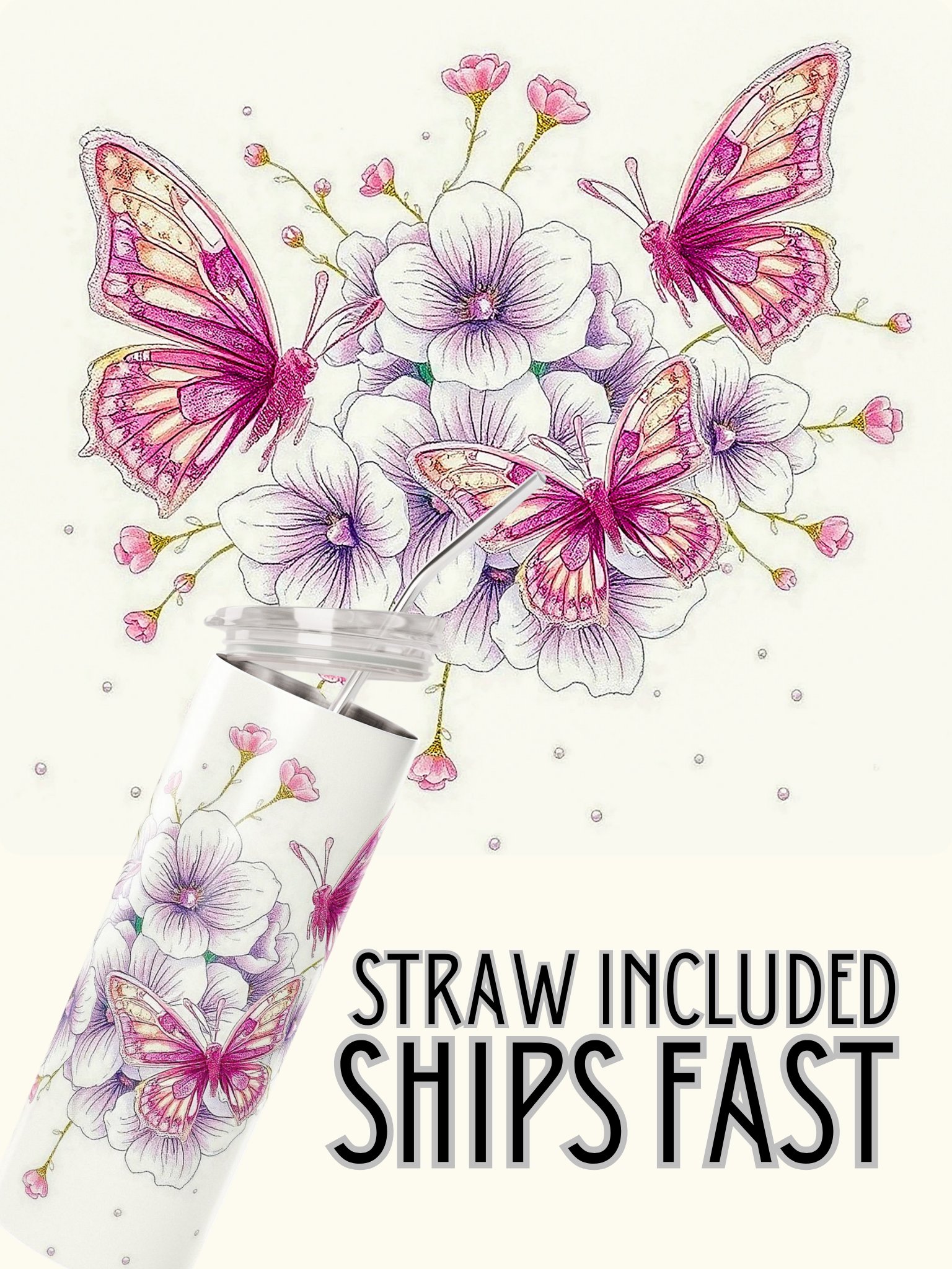 Magenta Butterfly Dreams Tumbler product image (1)