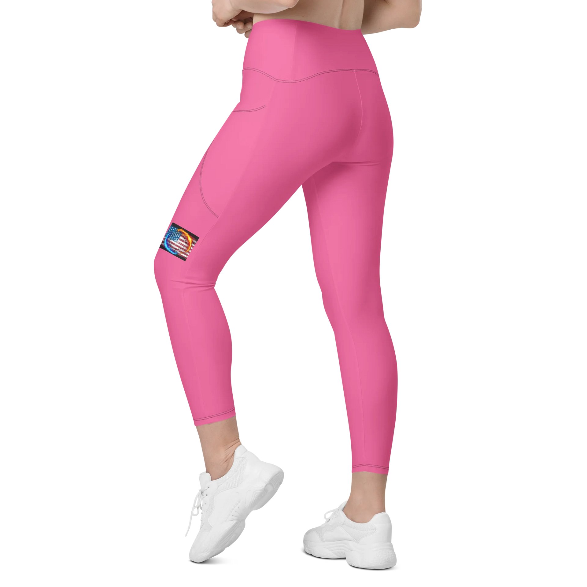 Leggings w pockets small logo pink product image (6)