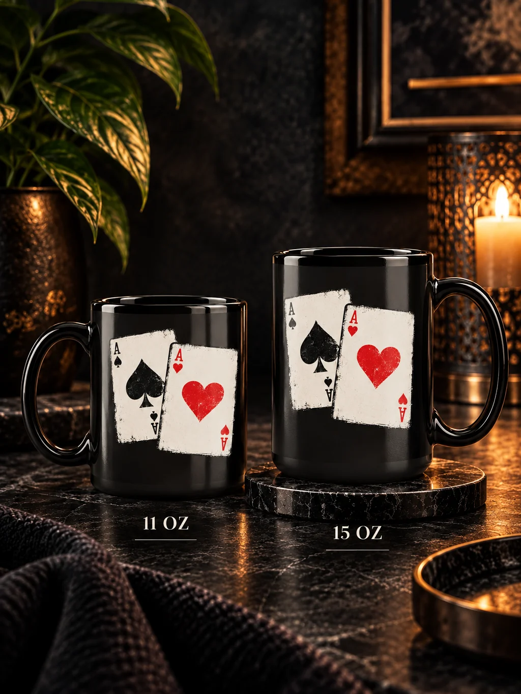 Playing Card Mug | Ace of Spades & Hearts Poker Mug Gift product image (3)