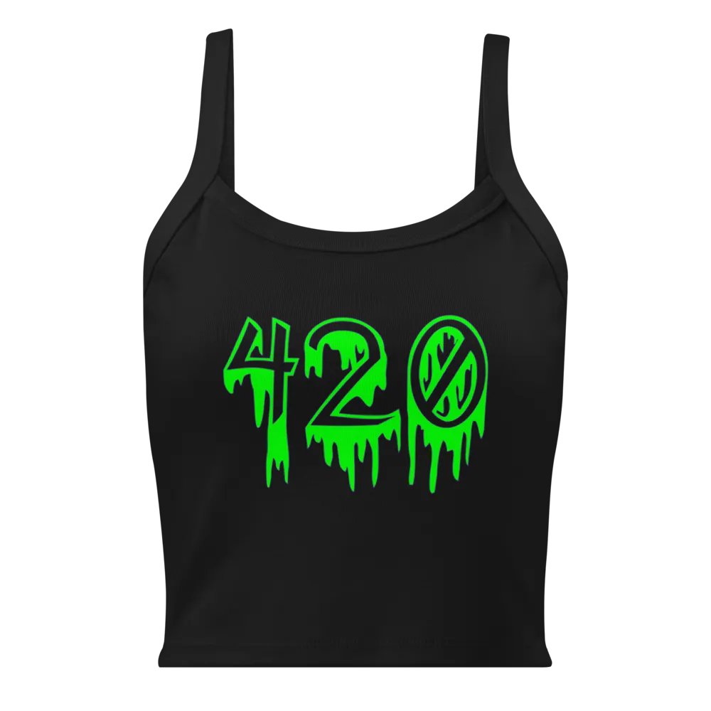 Green 420 Twisted Black Tank Top, Women's Creepy Dripping Stoner Shirt product image (1)
