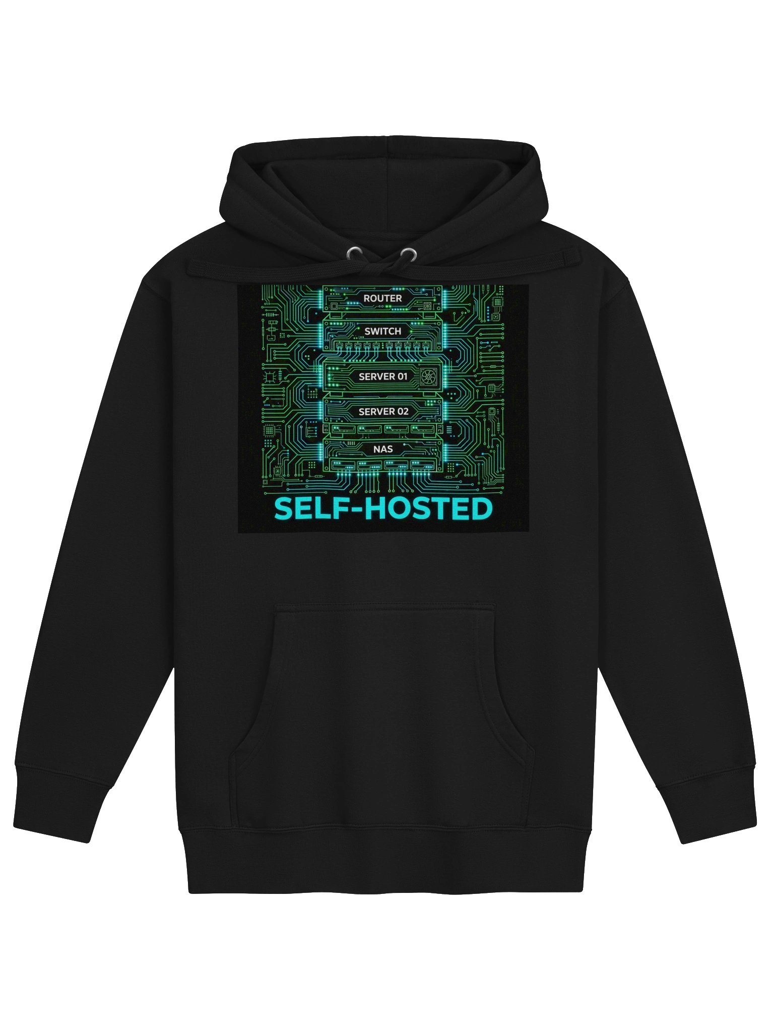 Self-Hosted Server Rack Hoodie product image (1)