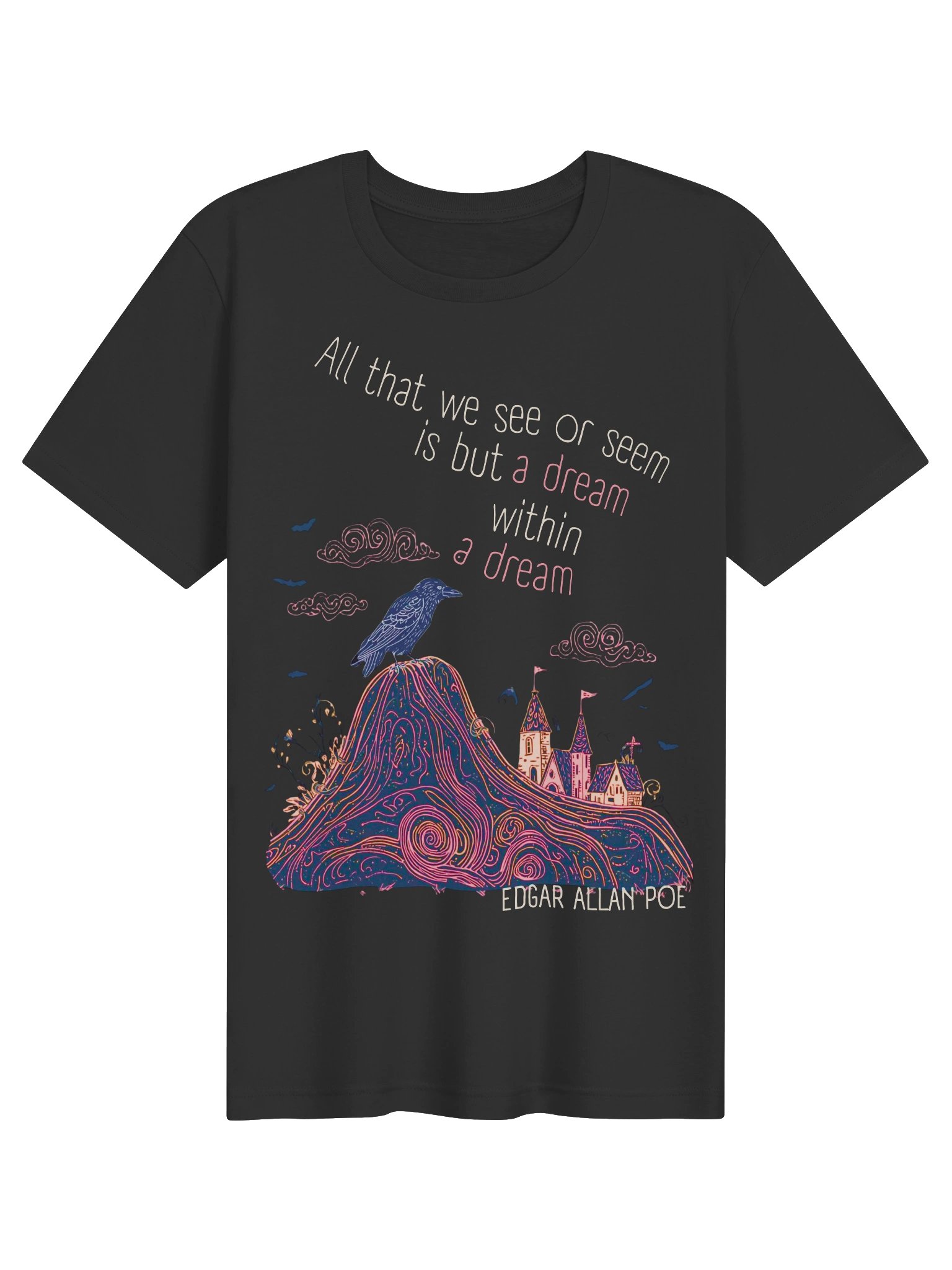 Edgar Allan Poe Quote Shirt, Dream Within a Dream Tee, Raven & Castle Graphic product image (2)