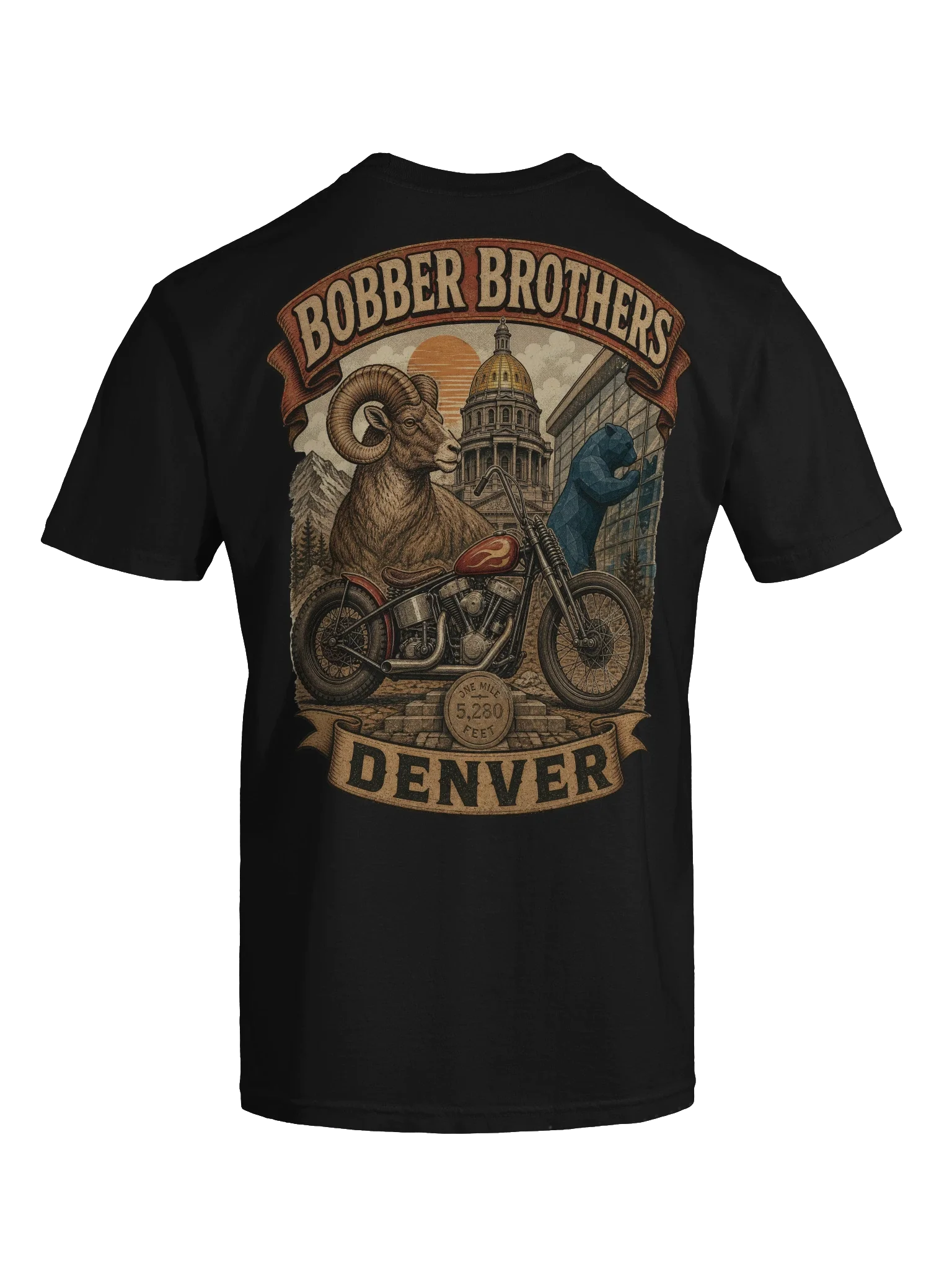 Denver motorcycle t-shirt design by Bobber Brothers