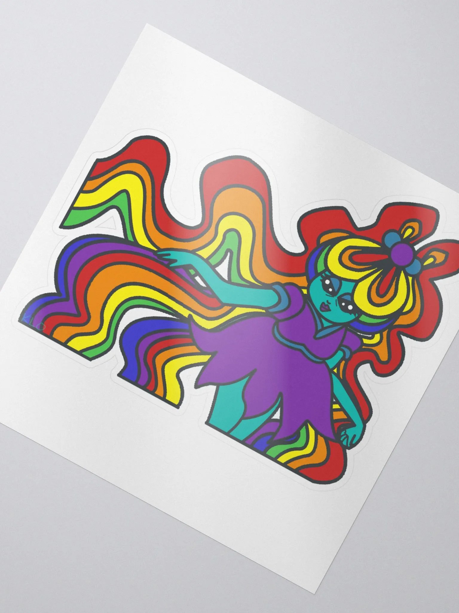 Rainbow Haired Alien Sticker product image (3)