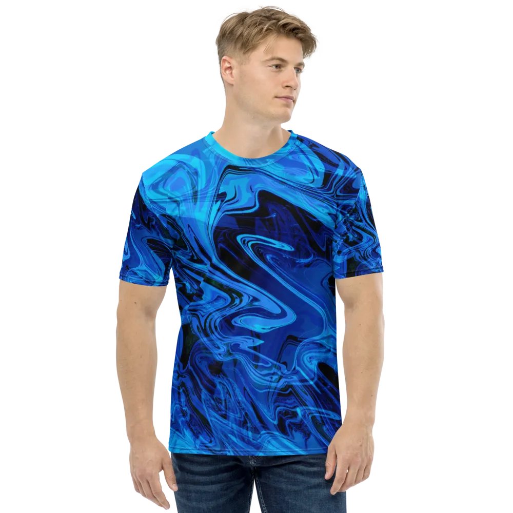 Blue and Black Swarm Pattern Urban Design T-Shirt product image (3)